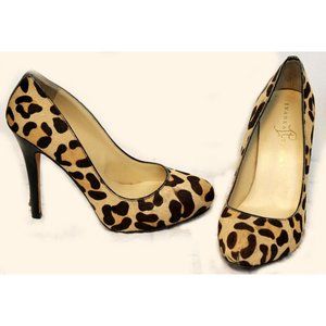 Ivanka Trump Women's Cow Fur Dyed High Heels sz 7M Cheetah Leopard Leather Sole